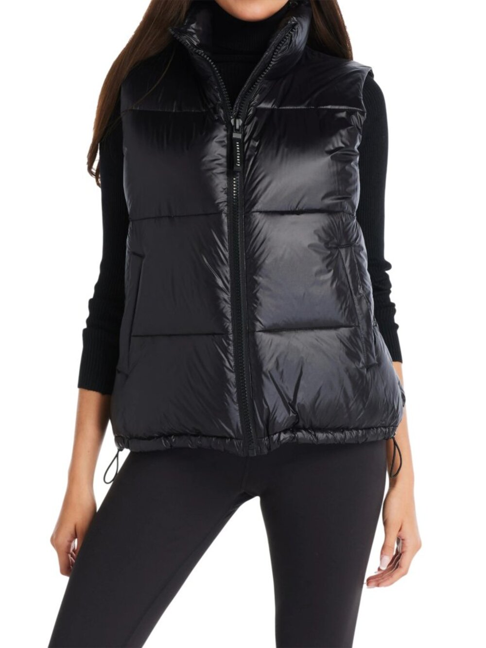 SANCTUARY Black Glossy Premium Down Puffer Vest medium